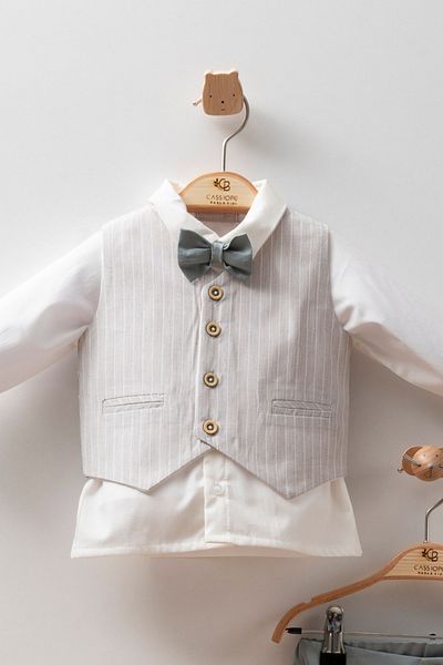 Cassiope Vest, Bow Tie, Striped 4 Piece Invitation Special Day Eid Baby Boy Suit
