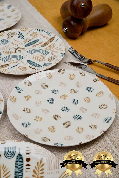 Heda Porselen Başak 6-Piece Porcelain Cake Plate