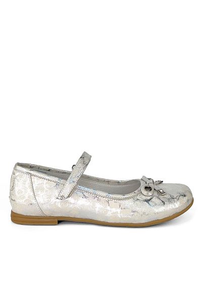 Cici Bebe Ayakkabı Genuine Leather Silver Patterned Girls' Ballerinas