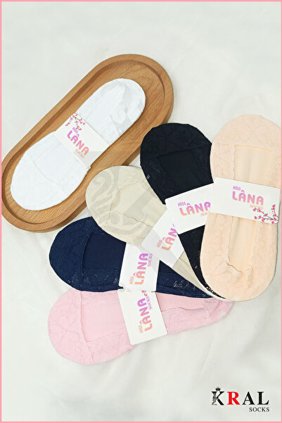 KRAL SOCKS Women's Socks (6 Pairs) Clara Model Colorful Cotton Anti-Sweat Ballerina Socks Set