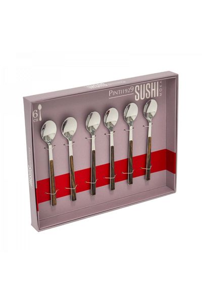Pintinox Set of 6 dessert or coffee spoons, Sushi Moka Wenge