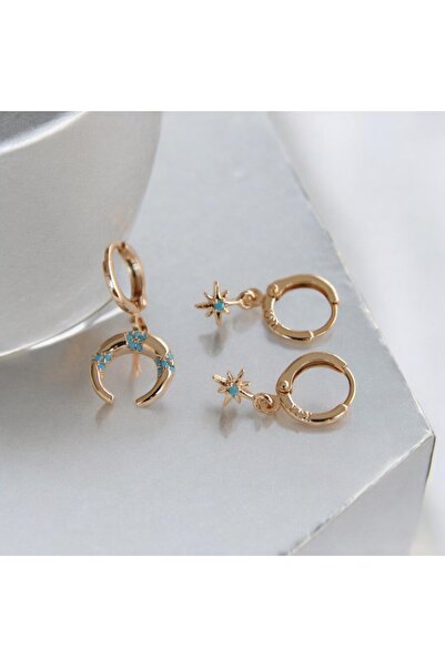 vina's atelier Ay Yıldız Üçlü Set Küpe