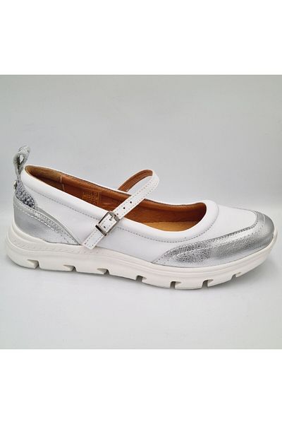 Mammamia D25YA-750 Pantofi de zi cu zi pentru femei din piele naturală albă