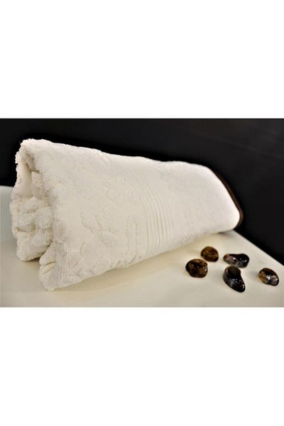 Ender Home Πετσέτα μπάνιου με σχέδιο λουλουδιών 100% βαμβάκι 70x140 εκ. - Κρέμα