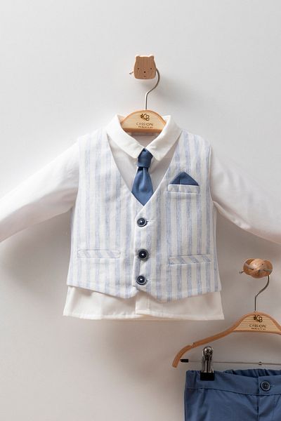 Cassiope Vest, Bow Tie, Striped 4 Piece Invitation Special Day Eid Baby Boy Suit