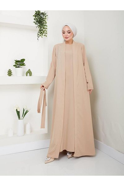 moda periy Women's Stone Detailed Abaya Suit Islamic Wear Combination
