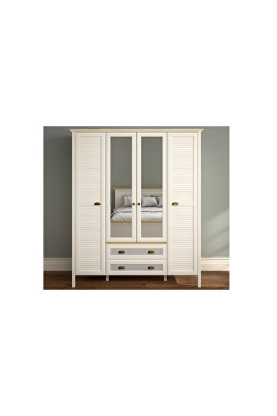 CaddeYıldız Atlantis 4 Kapılı Gardrop - Raflı