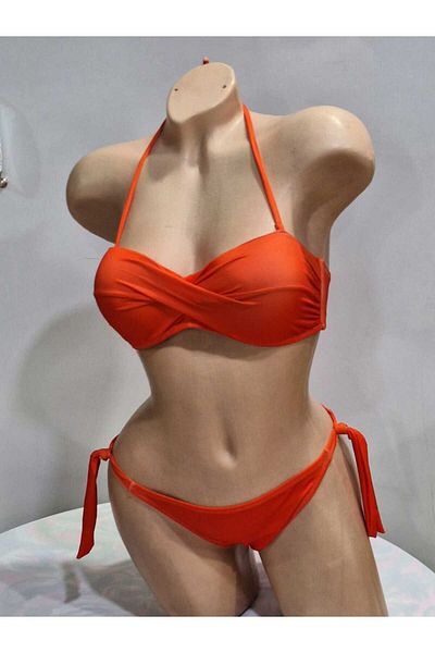 TooHot Women's Orange Freeze Strapless Bikini Set