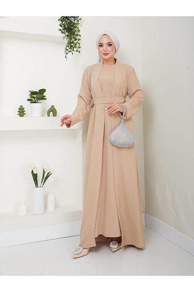 moda periy Women's Stone Detailed Abaya Suit Islamic Wear Combination
