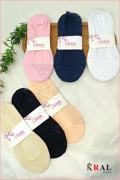 KRAL SOCKS Șosete de damă (6 PERECHI) Set de șosete balerină anti-transpirație din bumbac colorat model CLARA