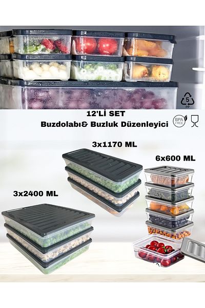 VİZYON Refrigerator Organizer Set - Microwave and Freezer Compatible Storage Container