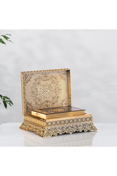 YAĞMUR CAN Sandık Kur'an Kabı Altın 28x23x9 Cm. (KUR'AN-I KERİM HEDİYELİ) (TESCİLLİ MARKA)