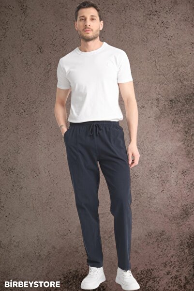 BİRBEYSTORE Summer Linen Trousers Raw Cloth Sweatpants Elastic Waist Unisex Comfortable Fit