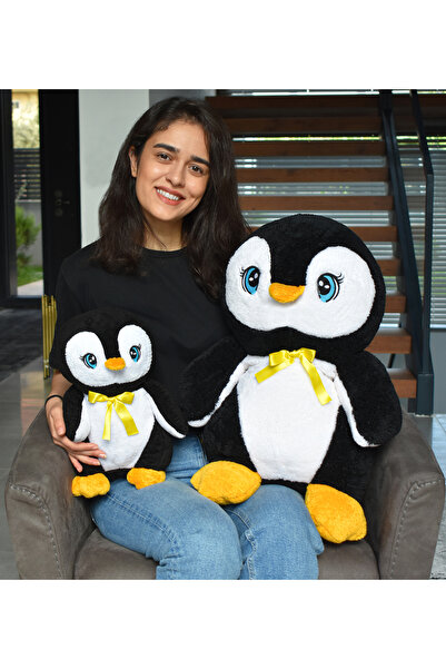 Canestar Sevimli Peluş Penguen - Uyku arkadaşı Peluş Oyuncak -Siyah,Gri ve Me...