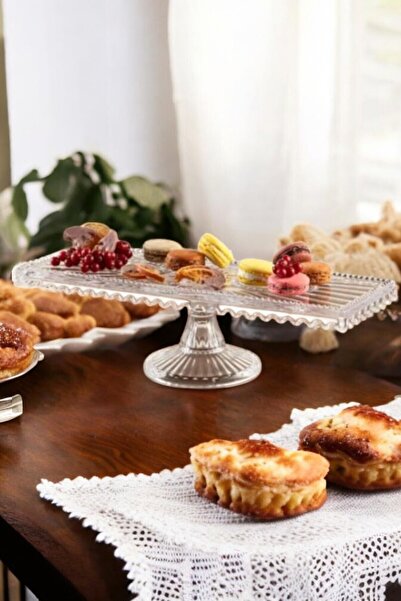 Yuva Concept Drop Model Handmade Glass Batom Cake Stand - Rectangular - Presentation