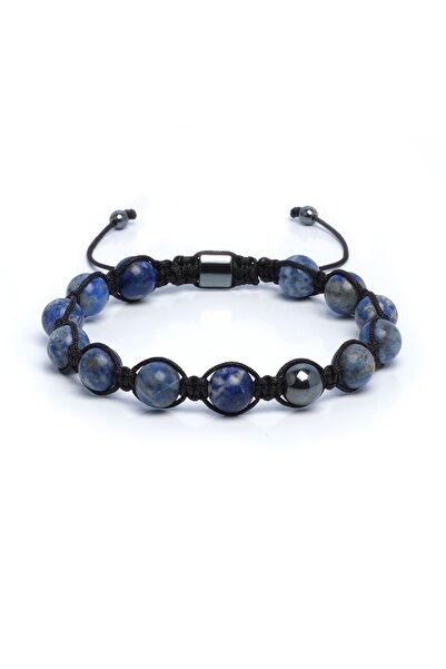 Sırlı Taş Enzo Navy Blue Bileklik/Lapis Lazuli(Hafıza)-Hematit(Kan)