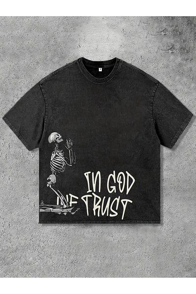 Touz Moda Πλένεται In God The Trust Oversize Vintage T-shirt