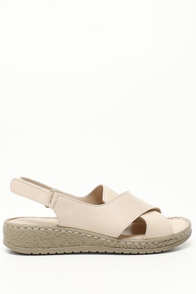 GÖNDERİ(R) Γυναικεία/Κορίτσια Μπεζ Αντίκες Velcro Strap Γνήσιο Δερμάτινο Σανδάλια