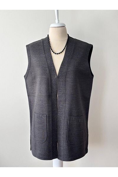 Özenli Triko Anette Vest - Steel Knitted Stone Anthracite