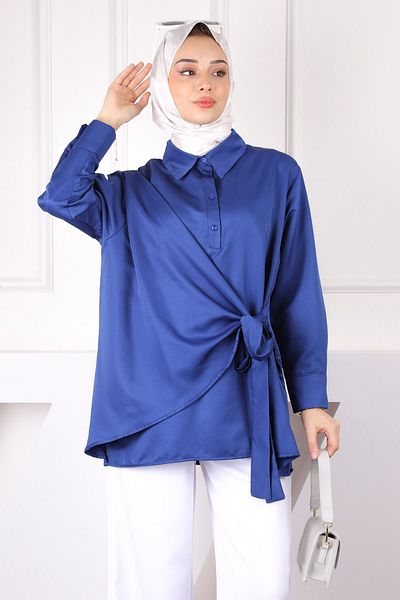 İmajButik Πουκάμισο με γραβάτα σε μπλε ναυτικό