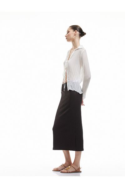 Koton Ψηλόμεση Slim Fit Midi Pencil Φούστα με κορδόνι