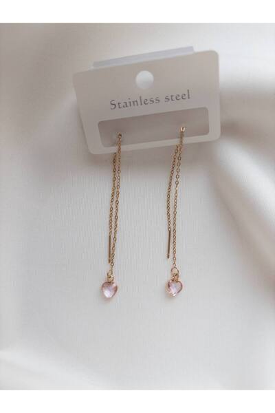 Minne Jewelry-Accessory Zincir Sallantılı Küpe - Boncuklu Renkli Sallantılı Küpe - Çelik Sallantılı Küpe