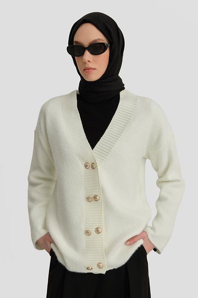 Armine Plush Knitwear Cardigan 24Kd4211 Ecru