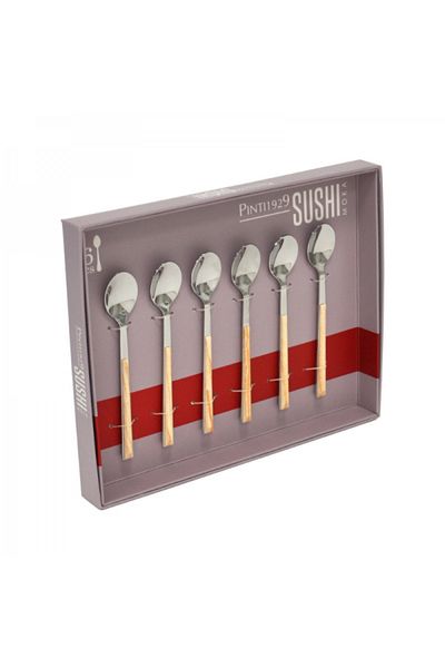 Pintinox Set of 6 dessert or coffee spoons, Sushi Moka Birch