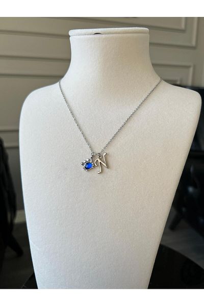 Store Crab Charm N Letter Necklace with Chain Design