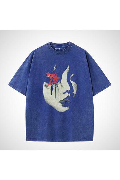 Touz Moda Tricou vintage oversize Star Girl lavabil