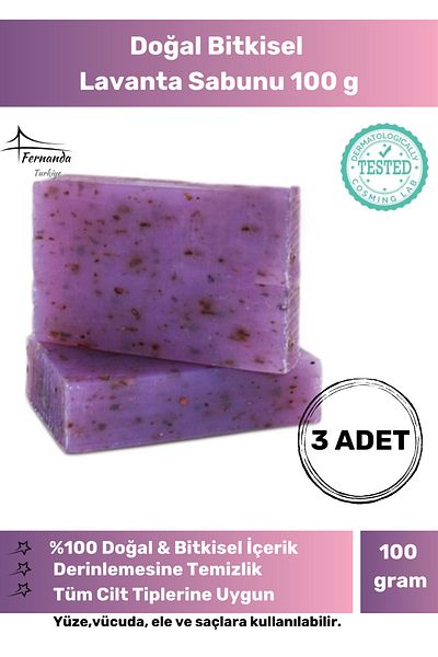Fernanda 100% Natural Lavender Soap (100 G, 3 Pieces) Ocean Temperature