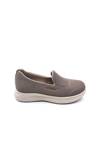 KİNG PAOLO Memory Foam Scalloped Toe Women's Mink Brown Summer Textile Comfort Shoes