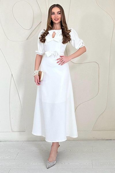 Elbee Fashion Woman Bow Midi Dress