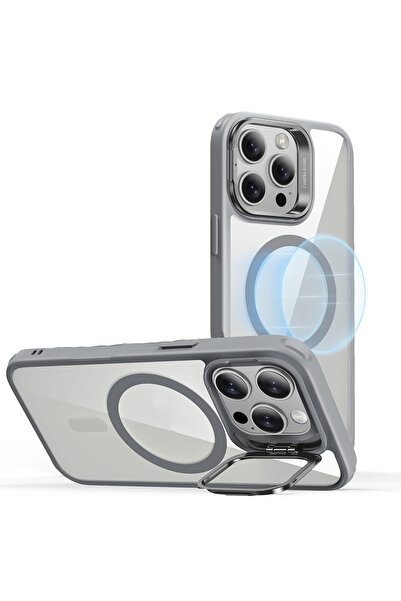 Powerfox iPhone 15 Pro Max Uyumlu Kenarları Renkli Stand Magsafe Kılıf