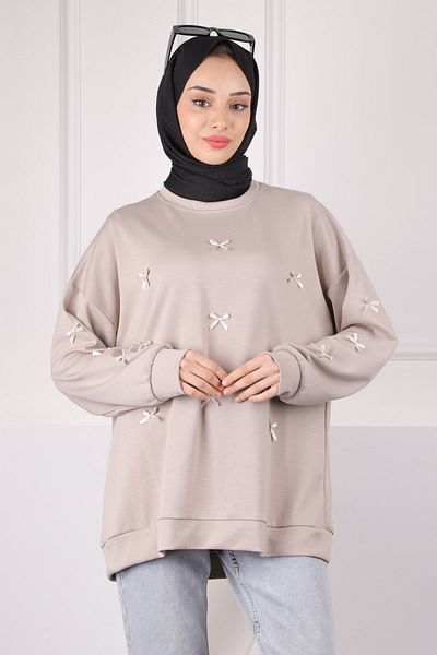 İmajButik Λεπτομερής Modal ιδρώτας με κορδέλα βιζόν