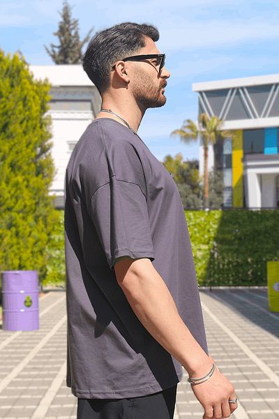 EydaMoon Ανδρικό καπνιστό μπλουζάκι με κοντό μανίκι από βιολογικό μονό ζέρσεϊ, χτενισμένο βαμβακερό ύφασμα
