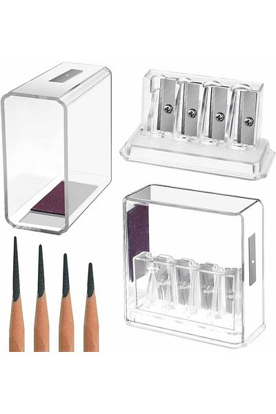 erorex 2 Pieces Long Tip Hand Sharpener With Plastic Cap 4 Hole Hand Held Sharpener For Drawing Charcoal