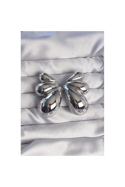 Skygo Brass Silver Color Large Curved Butterfly Earrings - Tj-Bkp9112