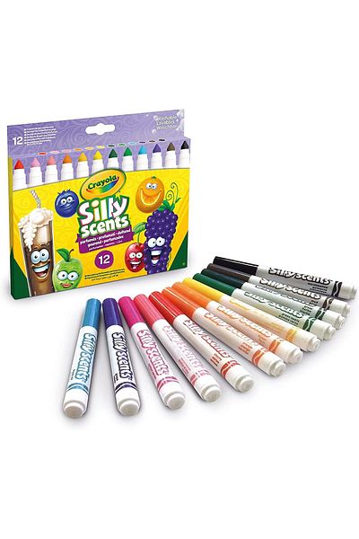 erorex Silly Scents Broad Line Scented Markers 12 Pack With Matching Scents And Colors Fragrant Art Tools