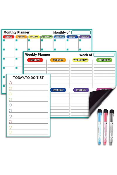 erorex Magnetic Dry Erase Calendar Whiteboard Refrigerator Magnet Flexible Daily Message Stickers Includes