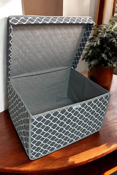 VAYBE Maxi Multi-Purpose Storage Box, Box Storage, Box, Organizer, Toy Box Gray Chain Pattern 40x50x30