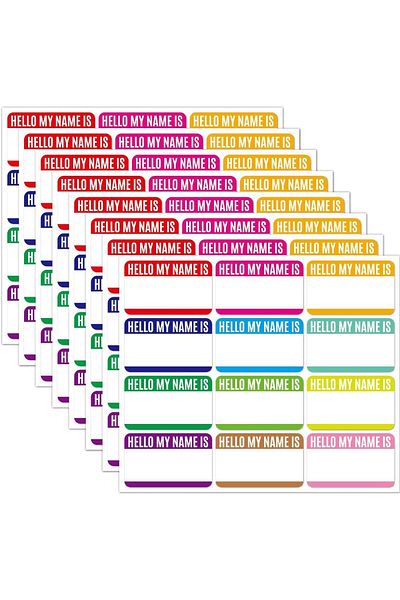 erorex Name Tag Stickers 96 Pcs Waterproof Name Stickers 'Hello My Name Is Stickers 12 Colors Peel And