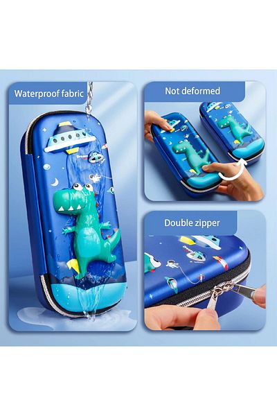 erorex 3D Dinosaur Pencil Case With A Lock Pencil Case Cartoon Storage Pouch Pen Holder For School Kids