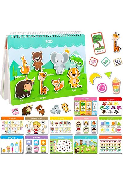 erorex كتاب Busy Book For Kids كتاب تعليمي مبكر للأطفال مكون من 12 صفحة، مجلد أنشطة للأطفال الصغار في مرحلة ما قبل المدرسة