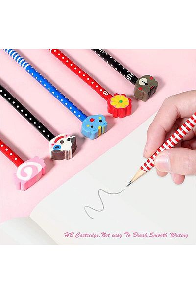 erorex Pencils For Kids 40 Pack Cartoon Animal Pencil With Erasers Toppers Fun Pencils Eraser Eraser