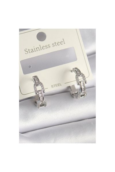 Skygo Brass Silver Color Zircon Stone Chain Model Women's Earrings - Tj-Bkp9736