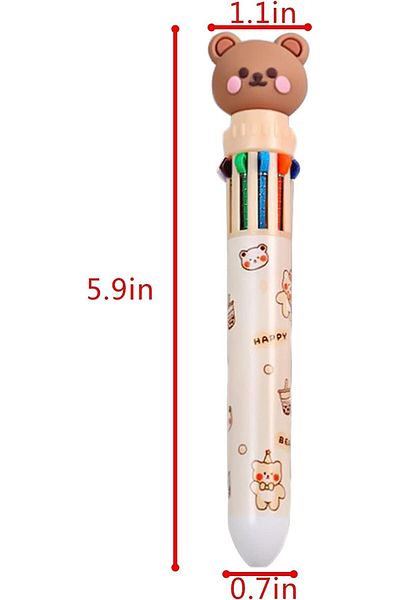 erorex قلم حبر جاف متعدد الألوان 0.5 مم 10 في 1 أقلام حبر جاف قابلة للسحب ملونة على شكل دب للاستخدام في المكتب