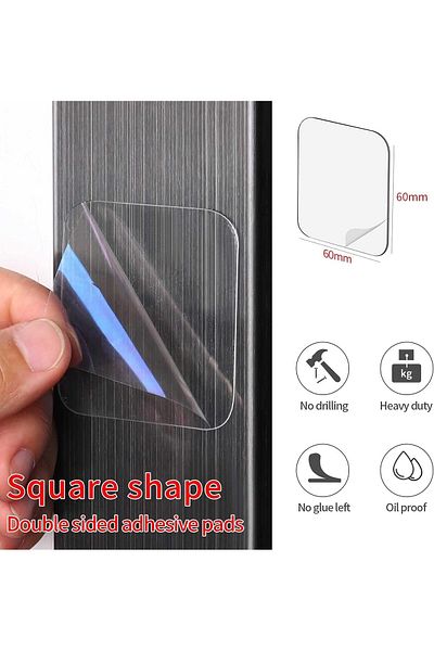 erorex 100 Pcs Double Sided Adhesive Pads Two Sided Precut Squares Tape Nano Gel Clear Sticky Tack Double