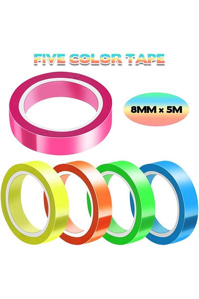 erorex Highlighter Tape 5 Rolls 8Mm X 5M Transparent Marking Sticker Writable Highlighter Tape Removable