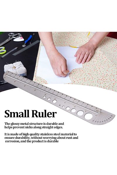 erorex Stainless Steel Ruler 26.3Cm Multi Functional Metal Ruler Stainless Steel Multifunctional Scale